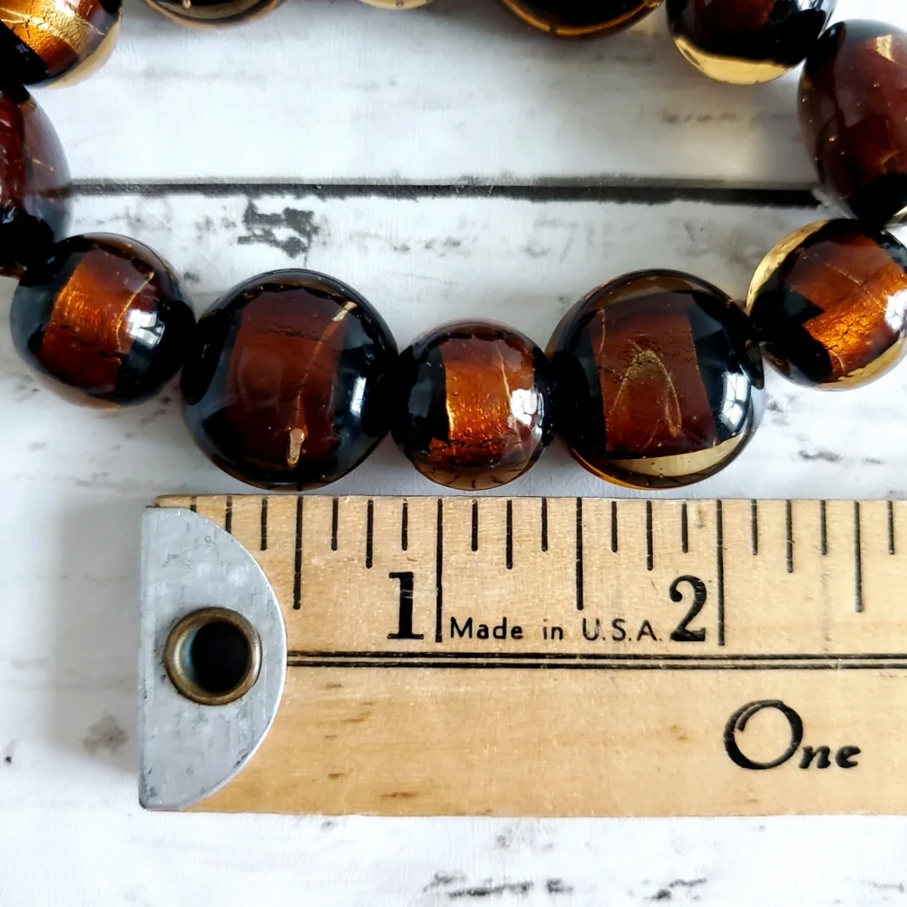 Exquisite Statement Bracelet, Heavy Amber Glass Beads, New With Tags
